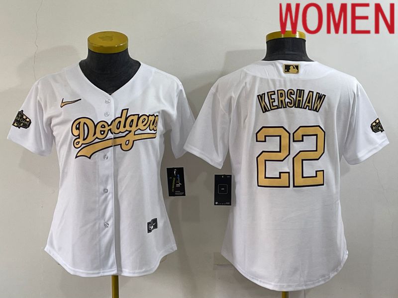 Women Los Angeles Dodgers #22 Kershaw White 2022 All Star Game Nike MLB Jerseys->women mlb jersey->Women Jersey